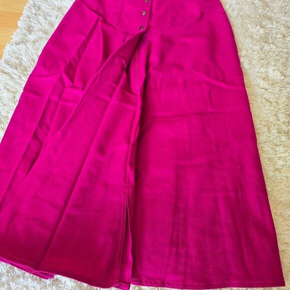 JOSEPHHO Womens 100% Wool Magenta Midi Skirt Size 10 Western Vintage - Picture 8 of 11